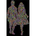 Prismatic Couple Holding Hands Silhouette 4 With Background