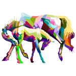Prismatic Geometric Mother And Child Horses