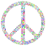 Prismatic Peace Sign Word Cloud No Background