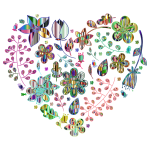 Prismatic Psychedelic Floral Heart 6 No Background
