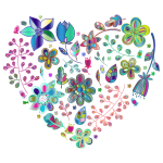 Prismatic Psychedelic Floral Heart No Background