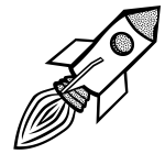 Line art vector image of space rocket ship