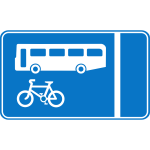 Bus and bicycle lane information traffic sign vector image