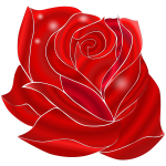 Illustration of blooming rich red rose