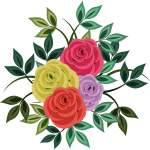 Colorful roses sprig