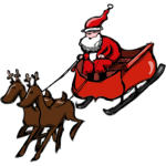 Kris Kringle with sleigh