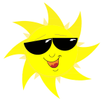 Smiling sun with sunglasses vector drawing