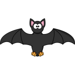 Cartoon bat with scary eyes vector illustration