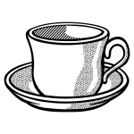 Vector drawing of wavy tea cup on saucer