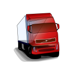 Vector clip art of red truck on the road
