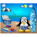 Penguin on sandy beach vector image