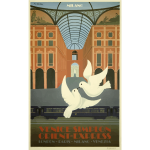 Vector graphics of two doves vintage travel poster