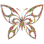 Vivid Chromatic Low Poly Tribal Butterfly Silhouette