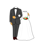 Illustration of headless wedding couple