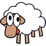 Vector illustration of silly white cartoon sheep