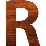 R in wooden texture