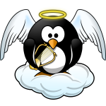 Penguin in Heaven vector illustration