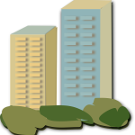 Vector drawing of two apartment blocks