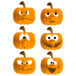 Six different pumpkin faces