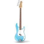 Illustration of blue bass guitar standing up