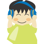 Boy with headphones vector clip art