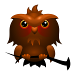 Big headed brown owl vector clip art