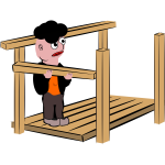 Vector illustration of man building a timber frame