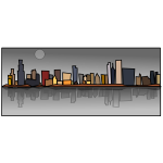 Chicago sky line cartoon vector illustration