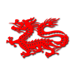 Vector drawing of red Chinese dragon imprint