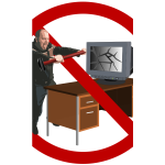Computer rage forbidden sign vector illustration
