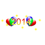 Happy New Year 2014 with balloons vector drawing