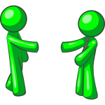 Vector illustration of green figures shaking hands