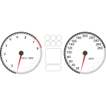 Vector drawing of car dashboard tachometer and speedometer