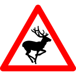 Vector image of deer crossing warning road sign