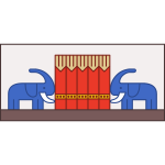 Two elephants in front of circus tent image