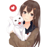 Anime girl with kitten