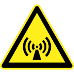 Radio waves hazard warning sign vector image