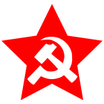 Vector image of large hammer and sickle in star