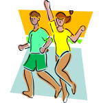 Vector drawing of aerobics class exercise