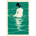 Vector drawing of lady bathing in a hot spring