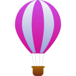 Vertical pink and gray stripes hot air balloon vector image