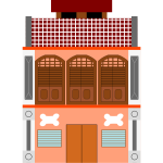Vector illustration of transitional-style shop building in Malaysia