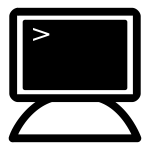 Vector drawing of monochrome terminal window on PC icon