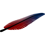 Vector illustration of tilted red and blue feather