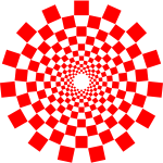Vector drawing of squares connected as spirals