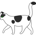 White cat walking vector drawing