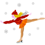 Vector clip art of ice skating girl in skirt