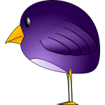 Little round purple bird standing vector graphics