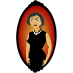 Vector image of woman in black oval portrait
