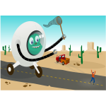 Alien running behind man vector illustration